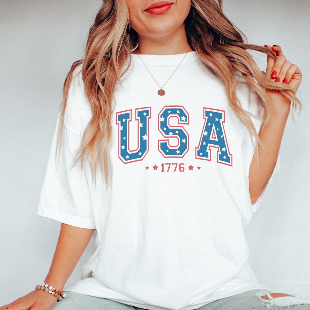 Comfort Colors® Retro Star USA Graphic Tee, Comfort Colors 4th of July Graphic Tee, Star America... | Etsy (US)