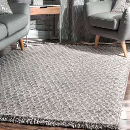 Gray Hive Fringed Area Rug | Rugs USA