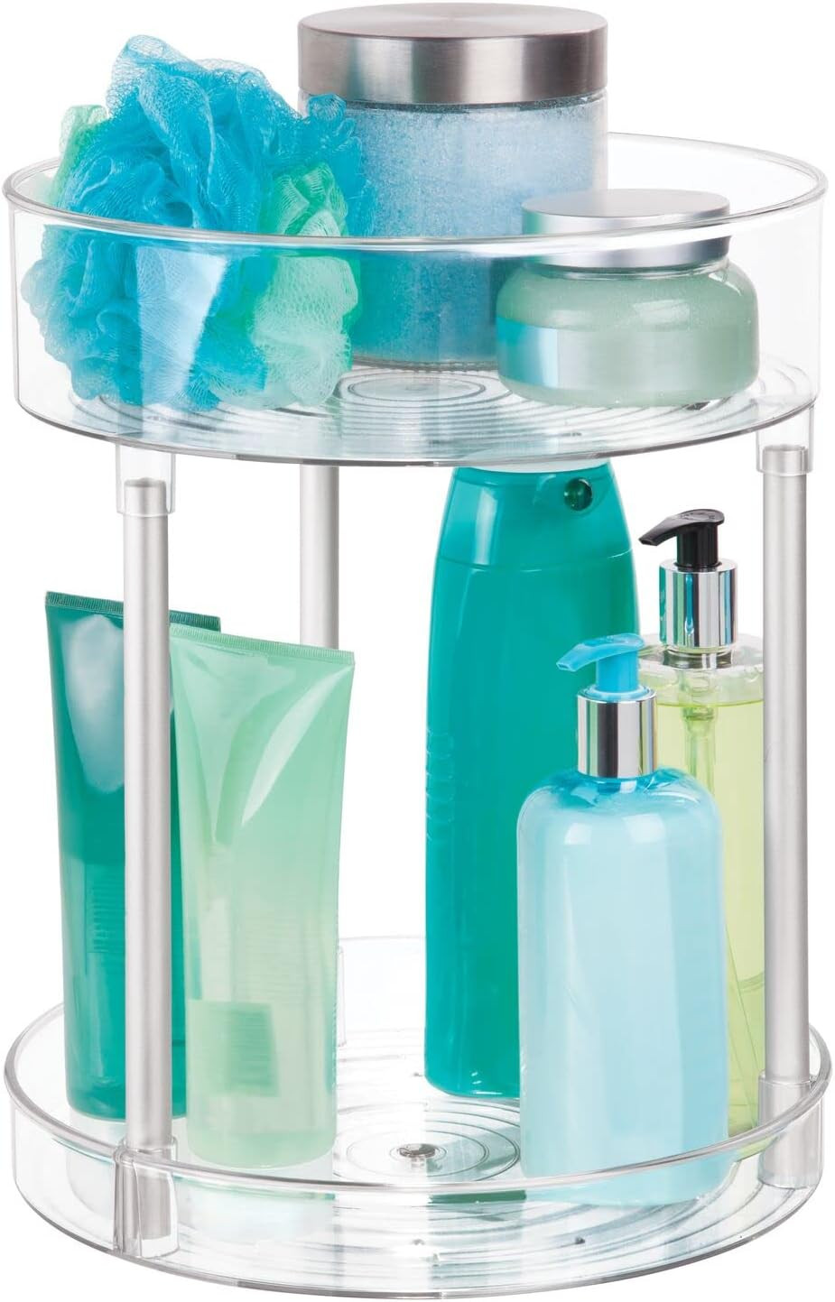 mDesign Spinning 2-Tier Lazy Susan Turntable Storage Tower, Rotating Organizer for Bathroom Cabin... | Amazon (US)