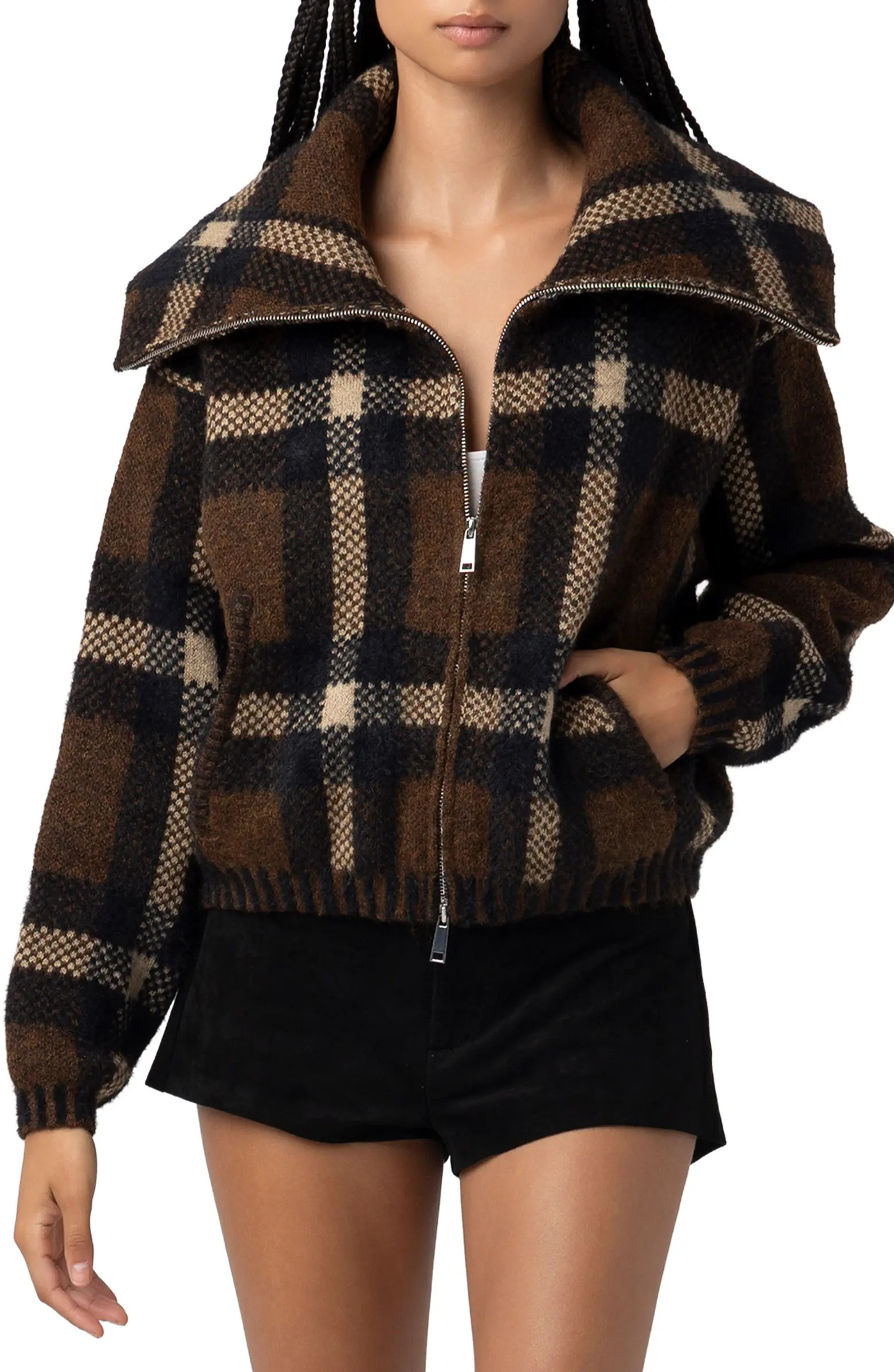Plaid Crop Sweater Jacket | Nordstrom