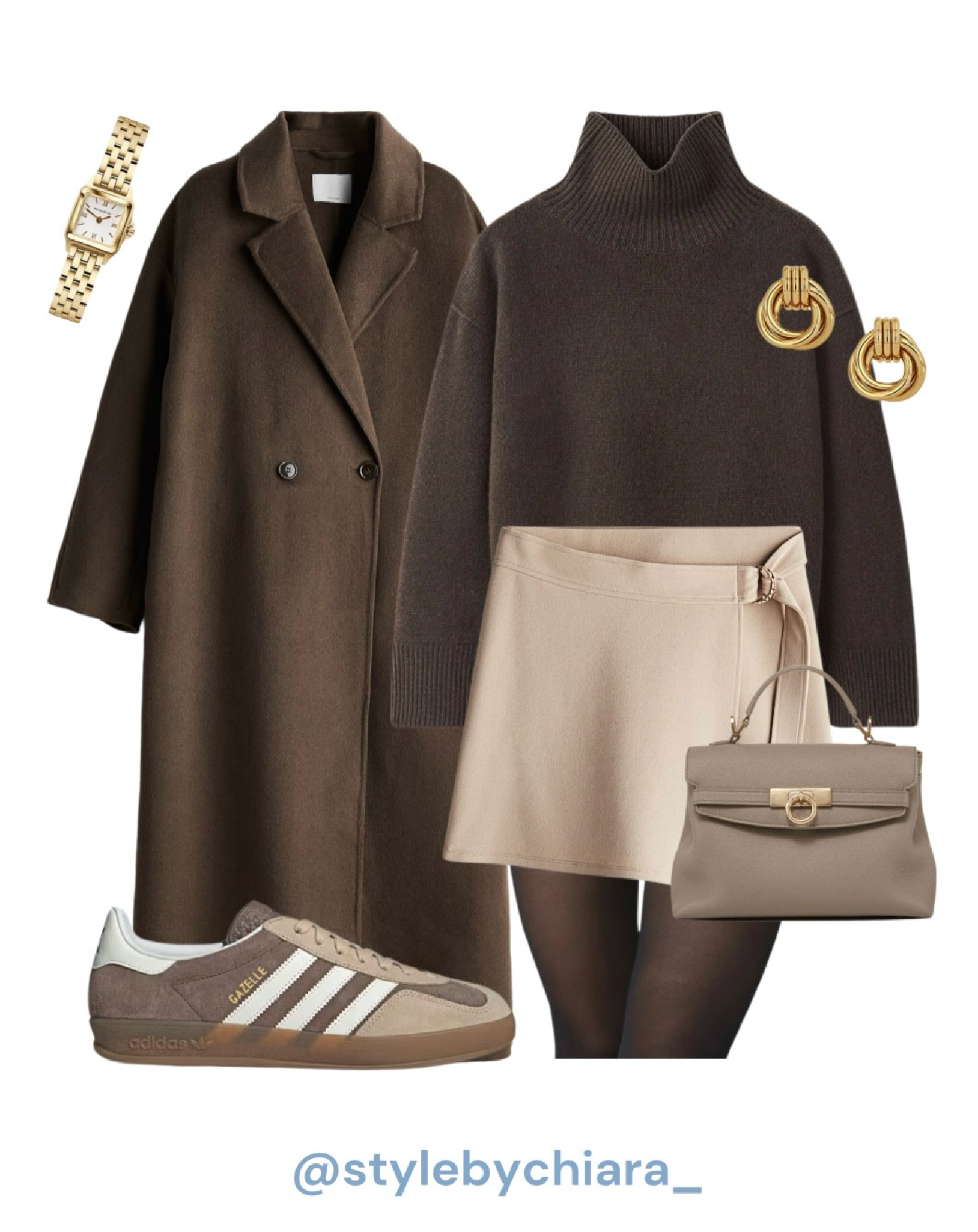 Dreamy chocolate wool coat🤎 
Tags: brown wool coat h&m cashmere wool sweater mini skirt h&m designer bag adidas gazelle neutral look  

#LTKeurope #LTKshoes #LTKautumn