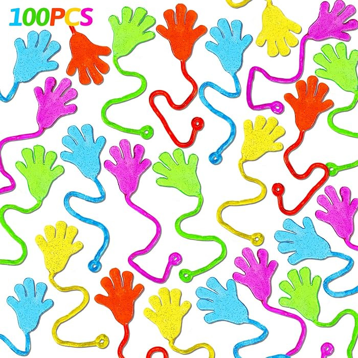 100PCS Sticky Hands Bulk Party Favors for Kids 4-8 8-12 Non Candy Treat | Amazon (US)
