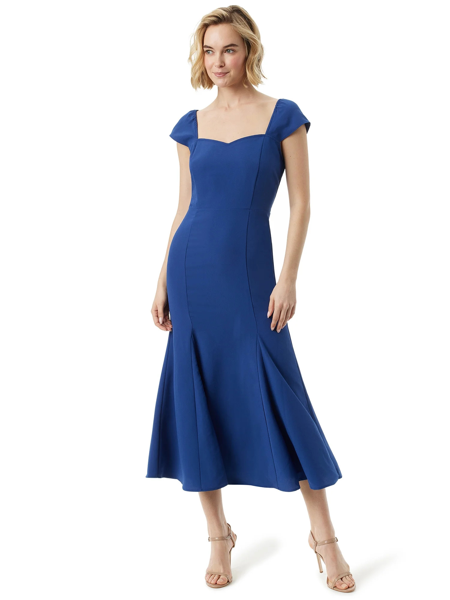 Jessica Simpson Women's and Women's Plus Flare Cap Sleeve Dress | Walmart (US)
