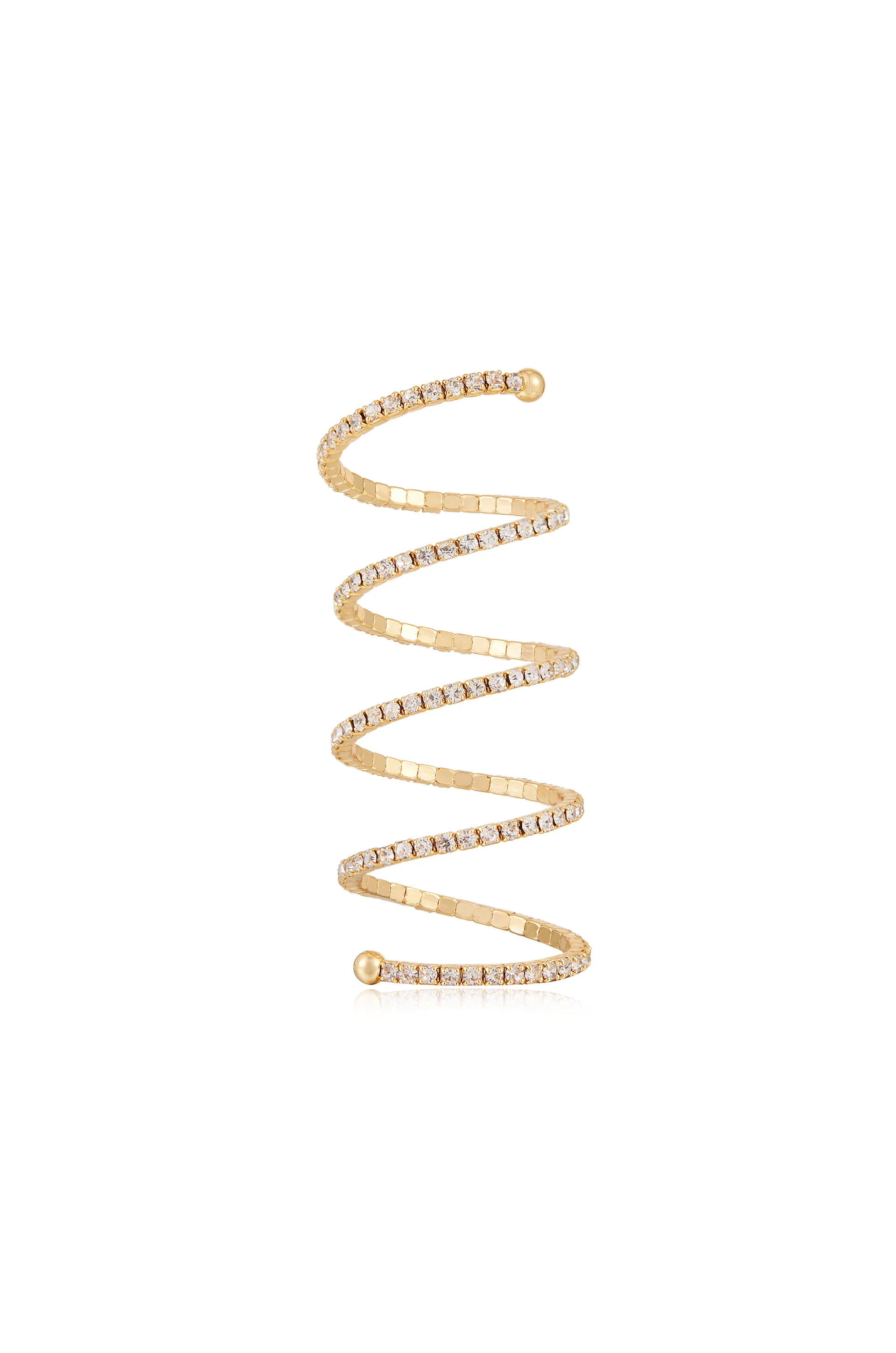 Spiral Down Crystal 18k Gold Plated Ring | Ettika