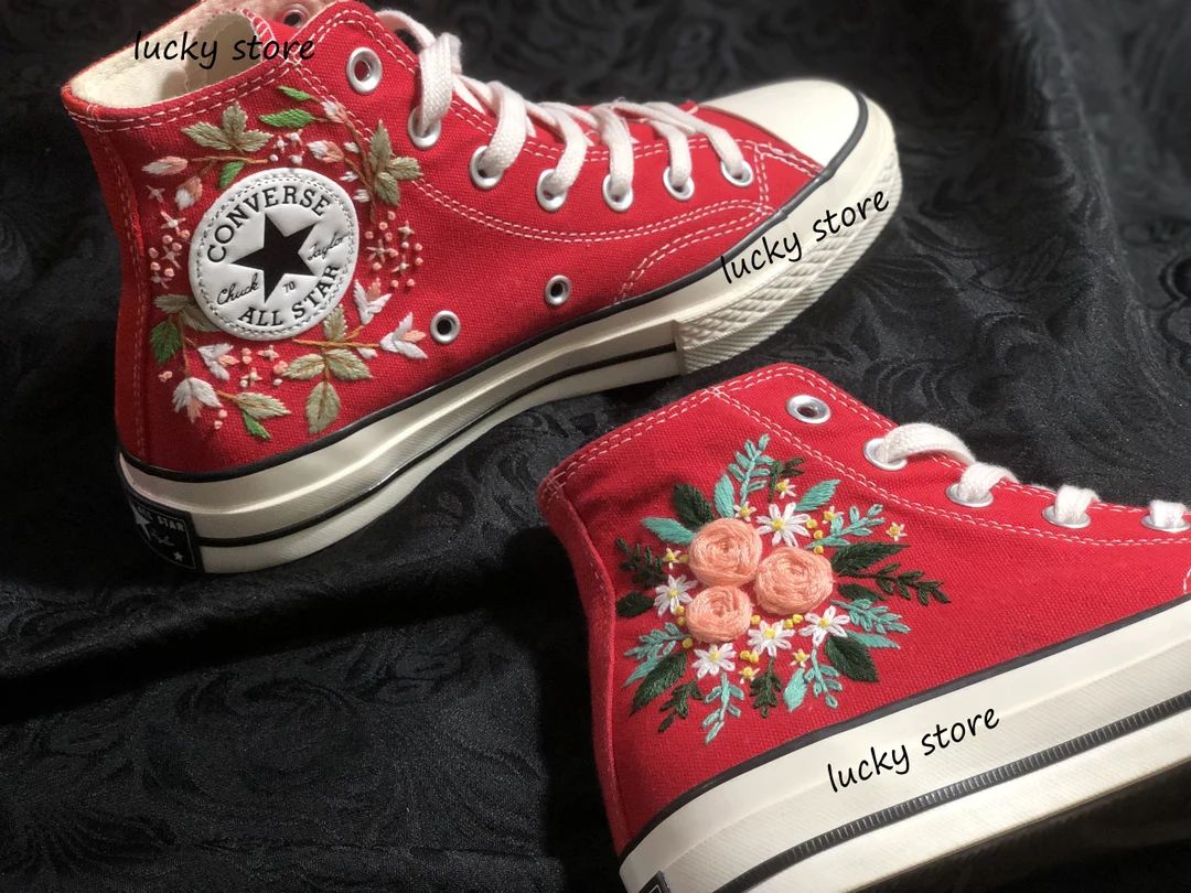 Converse Custom Floral Embroidery Embroidered Converse - Etsy | Etsy (US)