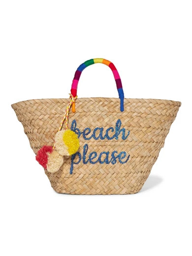 Kayu - St Tropez Embroidered Woven Straw Tote - Beige | NET-A-PORTER (US)