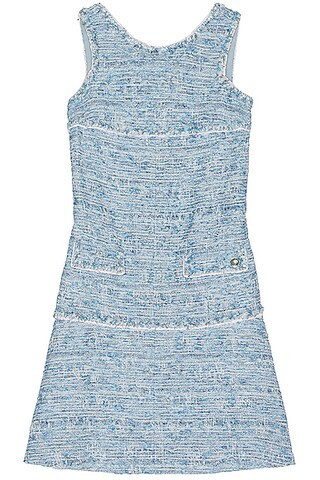 chanel Chanel Tweed Dress in Blue - Denim-Light. Size 44 (also in ). | FWRD 