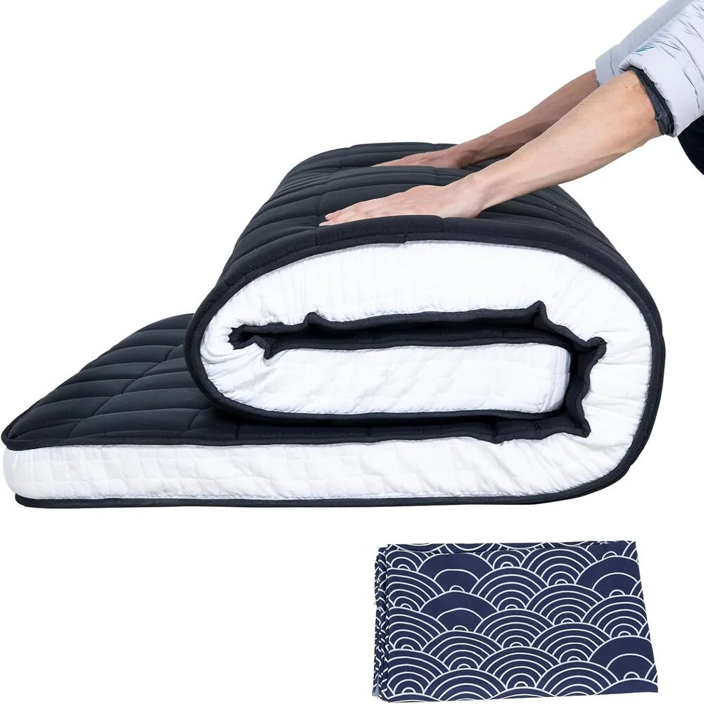 Esazn Futon Mattress 4-in Medium Full Memory foam Mattress in a Box Polyester in Black | I1327138-BK-Q-LYU | Lowe's