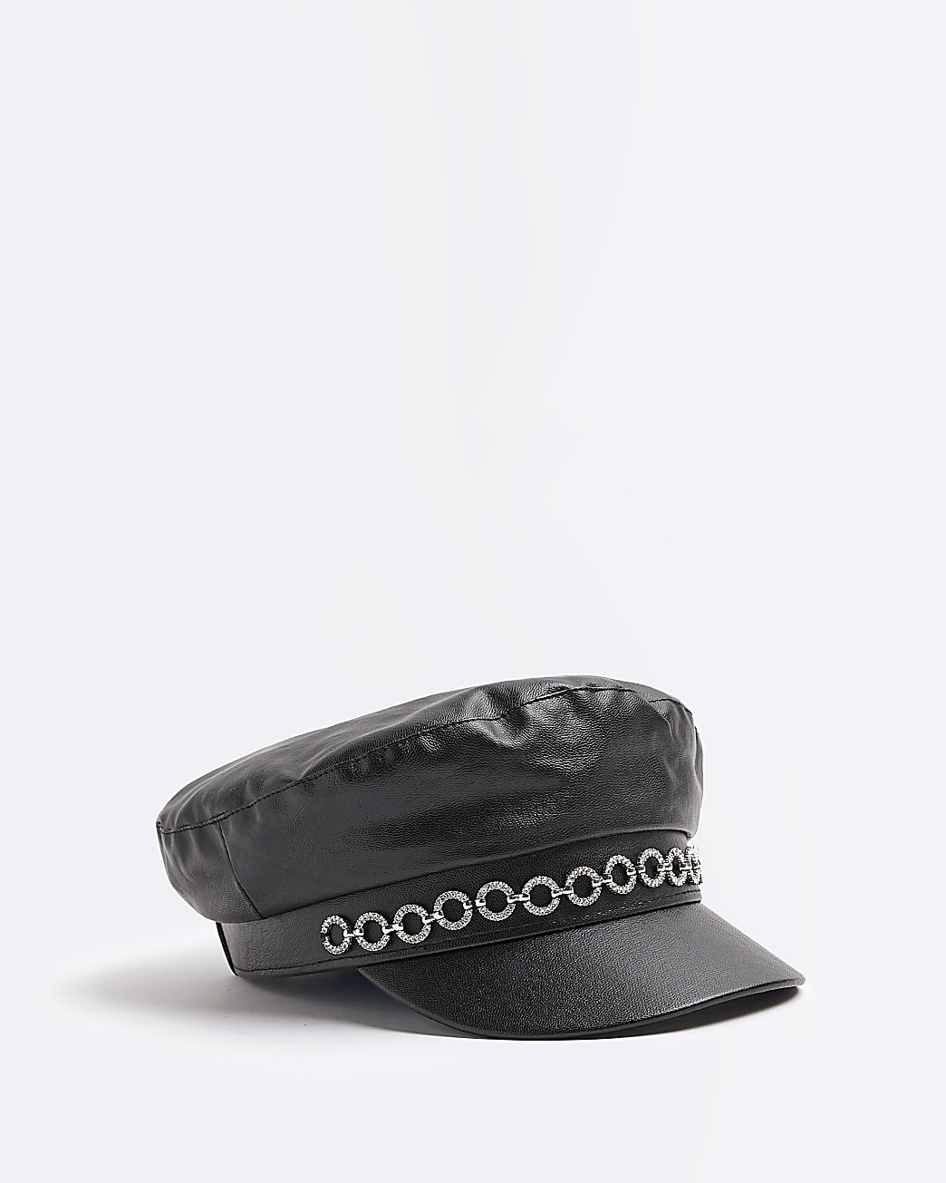 River Island Womens Black diamante trim baker boy hat | River Island (US)