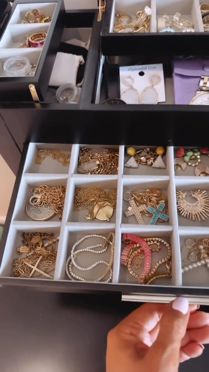 The jewelry box and the jewelry that you cannot live without. 

*USE CODE: CORRINNE for 10% OFF THE INCREDIBLE MELINDA MARIA JEWELRY I LINKED & SOME I JUST GOT IN!* 

This jewelry box was one of the best wedding presents that I received because it is such an every day needed item. 

Especially when you are like me and you like to dress up with jewelry and different jewelry with every outfit it’s important to be able to organize it nicely and be able to access what you want when you want it. I promise it is worth every penny the quality is impeccable!! 

SPLURGE and get yourself this jewelry box and a few new pieces of jewelry to add to your everyday accessories! I’ve linked my recent & long time favorites! 

Xoxo,
CeCe 🙏#LTKJewelry #Jewelry #JewelryBox #GiftGuide #LTKParty #LTKAccessories #Accessories #Bling #DressUp #SpecialGifts #HighQuality #Affordable #EffortlesslyChic

#LTKU #LTKStyleTip #LTKHome #LTKBeauty #LTKSaleAlert #LTKGiftGuide #LTKFindsUnder100