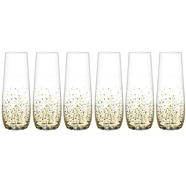 American Atelier Luster Stemless Flute Set of 6 Made of Glass, Confetti Design 10-Ounce Capacity,... | Walmart (US)