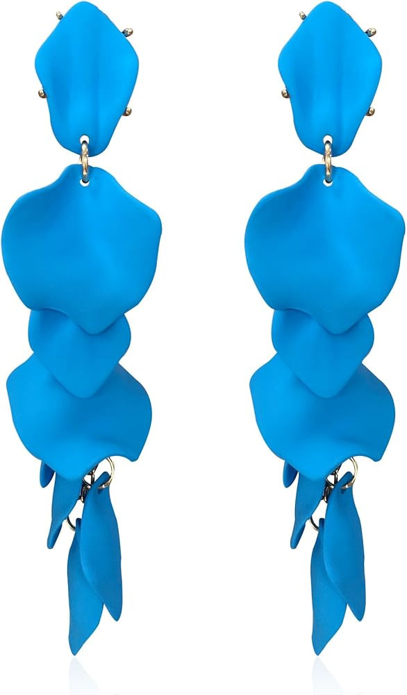 Long Acrylic Rose Petal Earrings Dangle Exaggerated Flower Earrings Drop Statement Floral Tassel ... | Amazon (US)