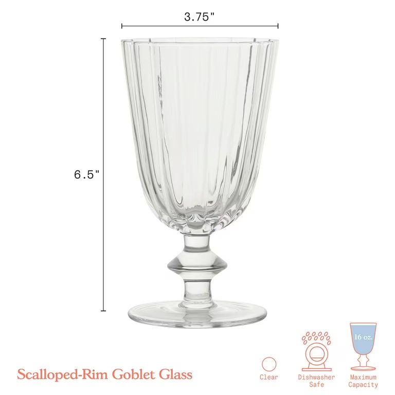 Beautiful Scallop Glass Goblets Set of 4 Cornflower Blue by Drew Barrymore | Walmart (US)