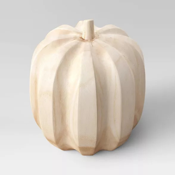 5.5" x 5.5" Decorative Wood Pumpkin Beige - Threshold™ | Target