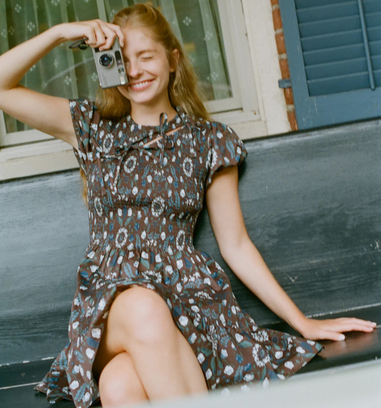 The Gia Mini Nap Dress - Chocolate Swedish Floral | Hill House Home US