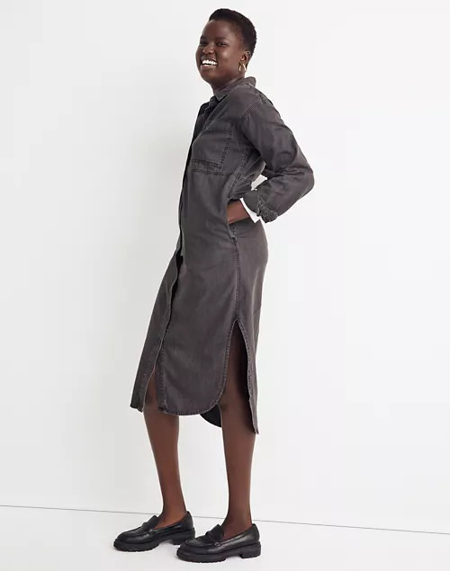 Denim Button-Front Midi Shirtdress in Lunar Wash | Madewell