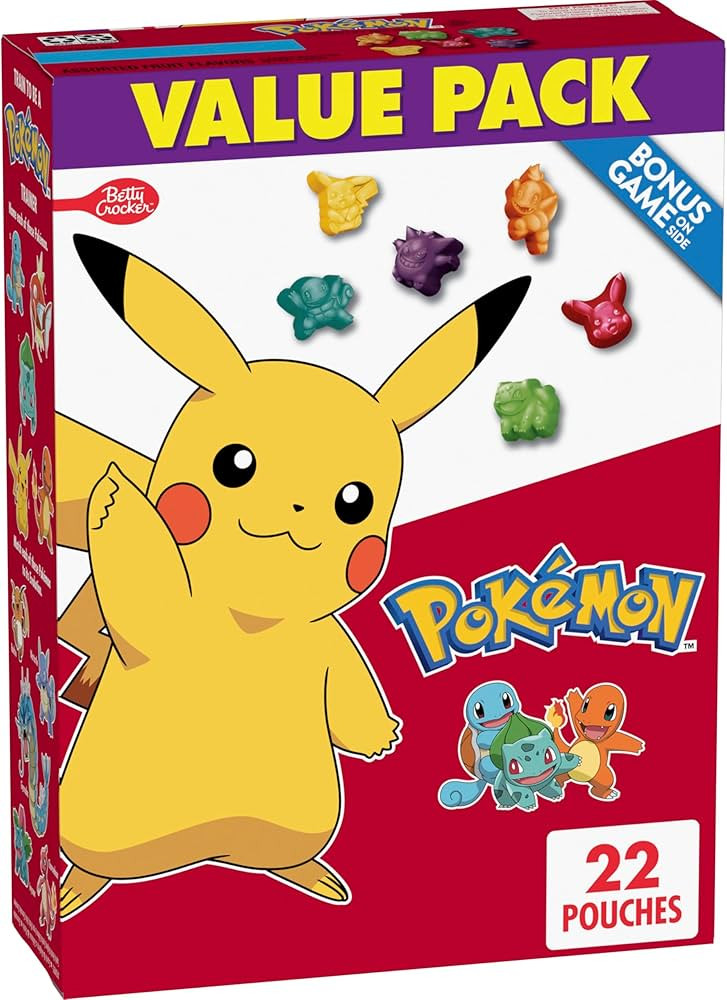Pokemon Fruit Flavored Snacks, Treat Pouches, Gluten Free Snack, Value Pack, 17.6 oz, 22 Pouches | Amazon (US)