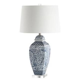 SAFAVIEH Braeden 30 in. Blue/White Table Lamp | The Home Depot