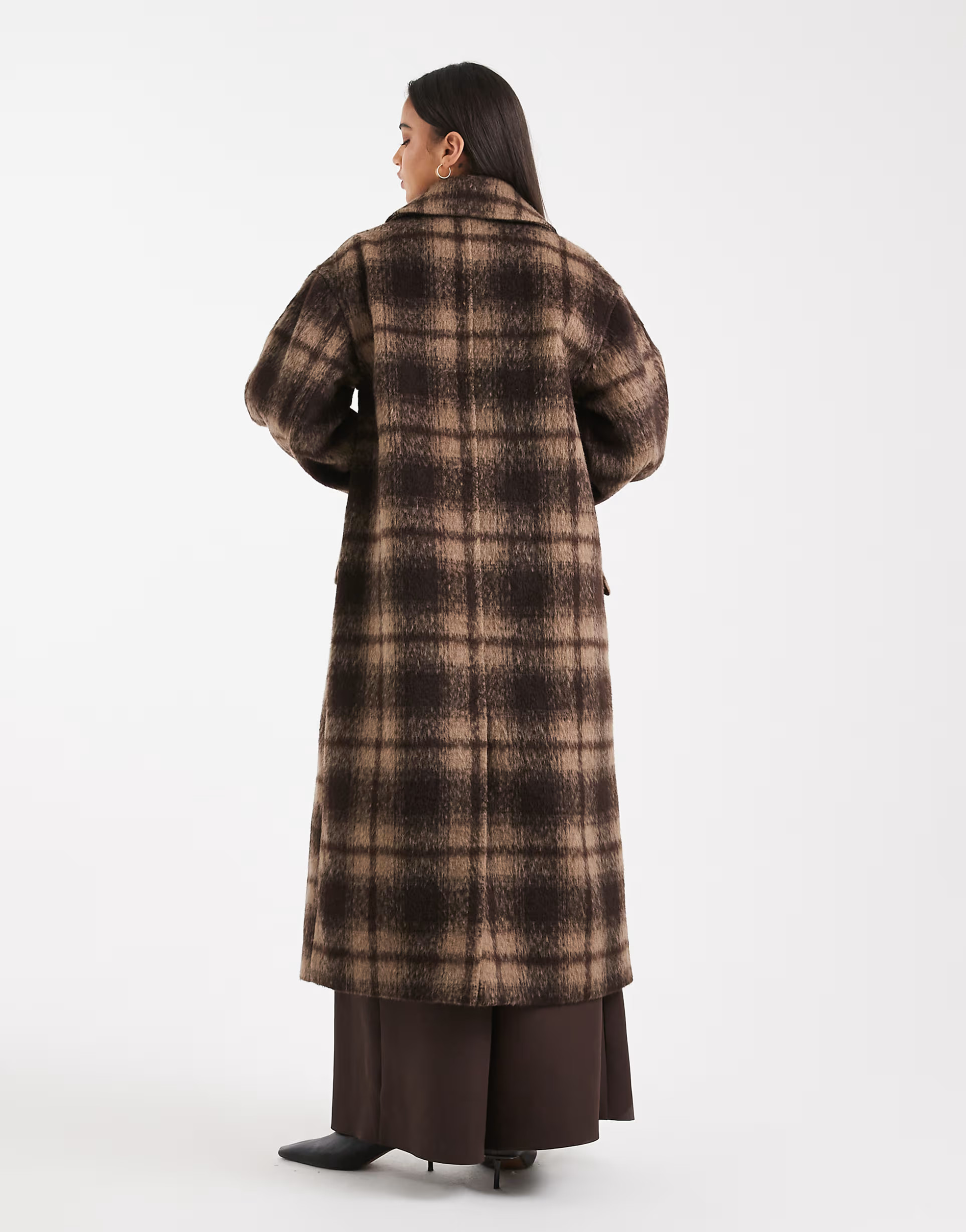 ASOS DESIGN textured formal coat in brown plaid | ASOS (Global)