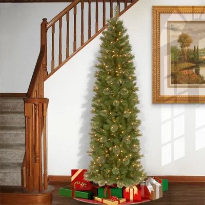 7'6" Green Pencil Pine Artificial Christmas Tree with 350 Clear Lights and Stand The Holiday Aisle® | Wayfair North America