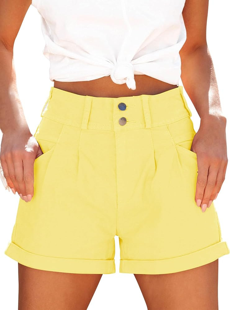 Womens Relaxed Fit Casual High Waist Pocketed Denim Shorts | Amazon (US)