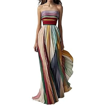 Recious Womens Sexy Off Shoulder Sleeveless Stripes Printed Bodycon Party Clubwear Vacation Dress | Amazon (US)