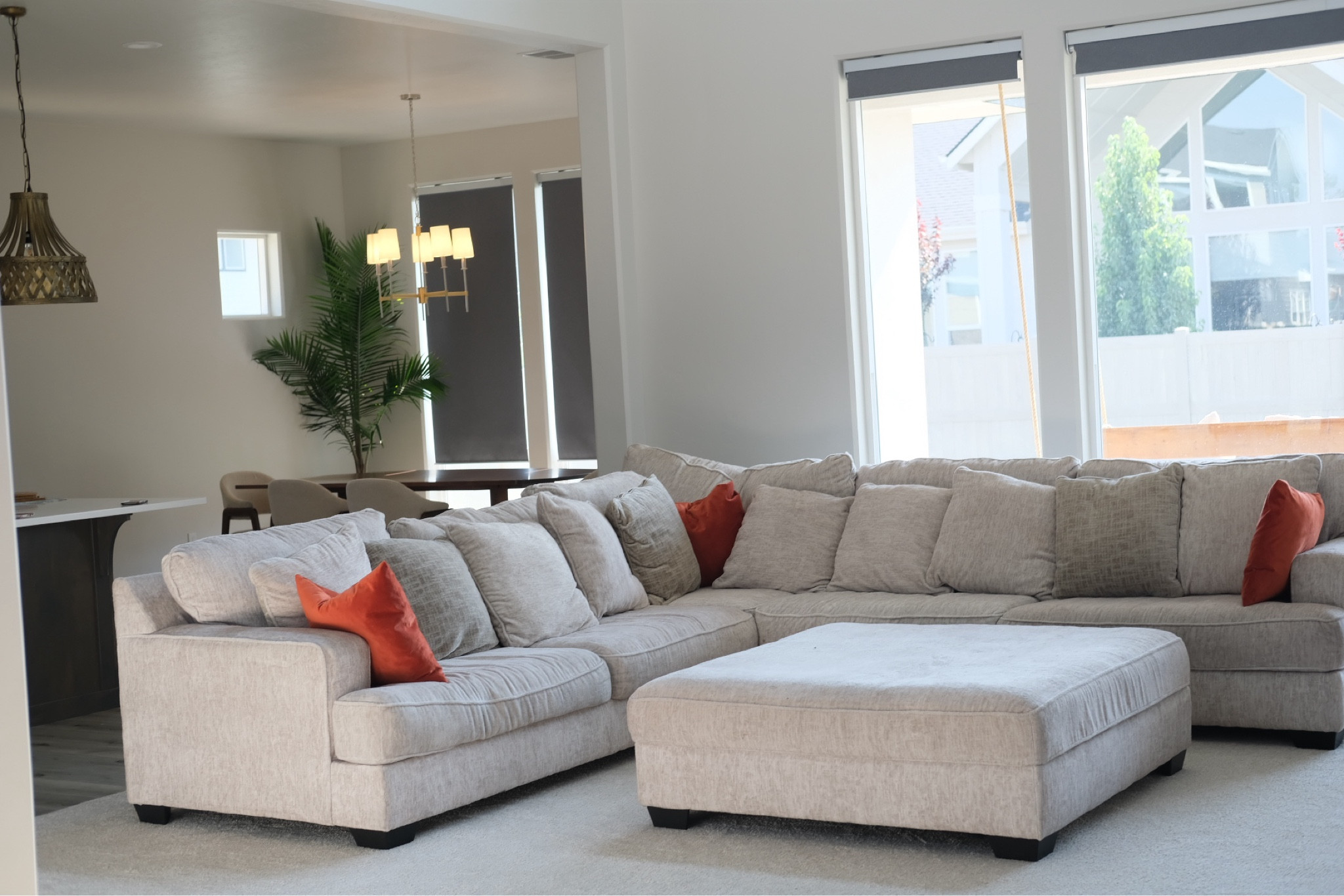 Sectional couch with a huge ottoman  

#LTKhome #LTKHolidaySale #LTKfamily