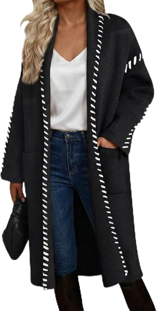 VIMPUNEC Womens Fall Long Cardigan Sweaters Oversized Chunky Jackets Open Front Knit Outwear Coat... | Amazon (US)