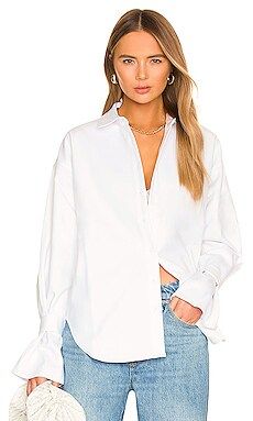 Good American Tabbed Poplin Shirt in White001 from Revolve.com | Revolve Clothing (Global)