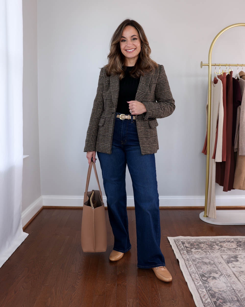 Styling a black ribbed cashmere long sleeve three ways!

Black top (Quince): xs 

Outfit 1:
Plaid blazer (BR Factory): petite 00 
Wide leg jeans (Madewell): petite 24 in pipestone wash / 10.5” rise / 28” inseam
Loafers: tts

Outfit 2:
Pleated skirt (Amazon): small in brown
Heels: tts

Outfit 3:
Black wide leg pants (Ann Taylor): petite 00 / 10” rise / 28.5” inseam (I’m wearing curvy, I can only wear with heels)
Tan blazer (J.Crew): petite 00 in burnished saddle
Heels: tts

My measurements for reference: I’m 4’10” and 105lbs. My bust, waist, and hip measurement is 32”, 24”, and 36”.

#LTKWorkwear #LTKPetite #LTKSeasonal