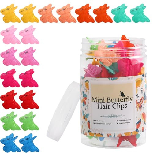 LifeDawn Mini Butterfly Hair Claw Clips for Girls - Cute Pastel Nonslip Sparkly Clips with Box, Assorted Colors, Tiny Styling Accessories | Amazon (US)