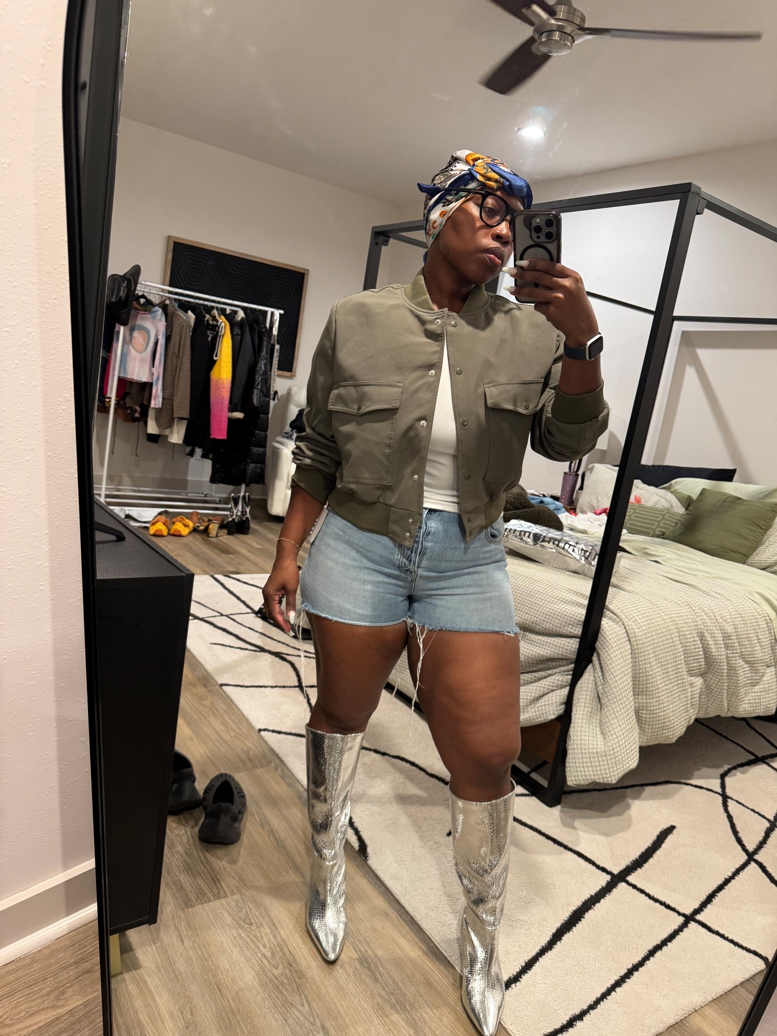 Jacket: Vigoss Utility Jacket - Nordstrom Rack
Shorts: Gap
Boots: Steve Madden - Nordstrom Rack
Tank: Target