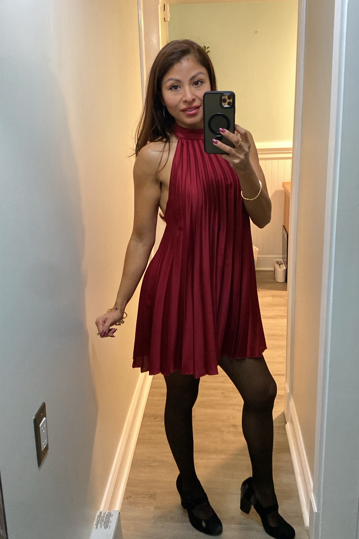 Holiday Glam Look.
Stepping into the season with this stunning pleated burgundy dress! 
The halter neckline and flowy silhouette make it perfect for a festive evening, whether it’s a dinner party or a night out. Paired with classic black tights and heels for a chic and timeless vibe.

Burgundy is the ultimate color for the holidays—bold, elegant, and oh-so-stylish!
How are you dressing up this holiday season? Let me know in the comments! 

#HolidayFashion #BurgundyStyle #ElegantLooks #WinterWardrobe #ChicAndClassy #fitlifewitherika


#LTKFamily #LTKHoliday #LTKStyleTip