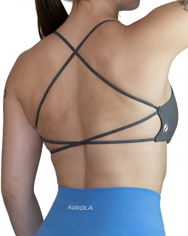 AUROLA Earth Workout Sports Bras Women Athletic Removable Padded Backless Strappy Light Support G... | Amazon (US)