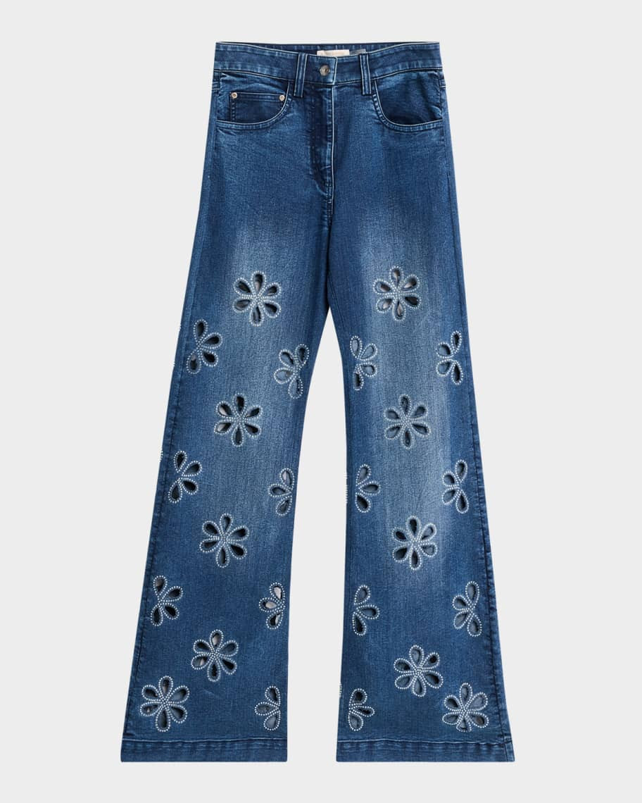 Ramy Brook Zora Embellished Floral Cutout Jeans | Neiman Marcus