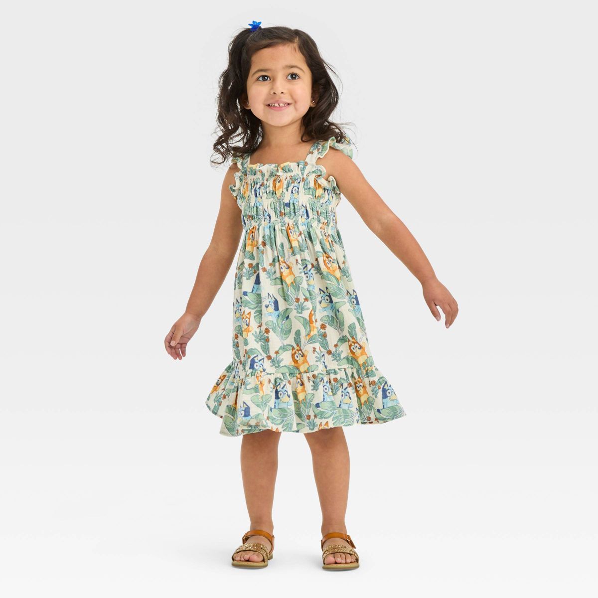 Toddler Girls' Bluey Tropical Printed Sundress - Off-White | Target