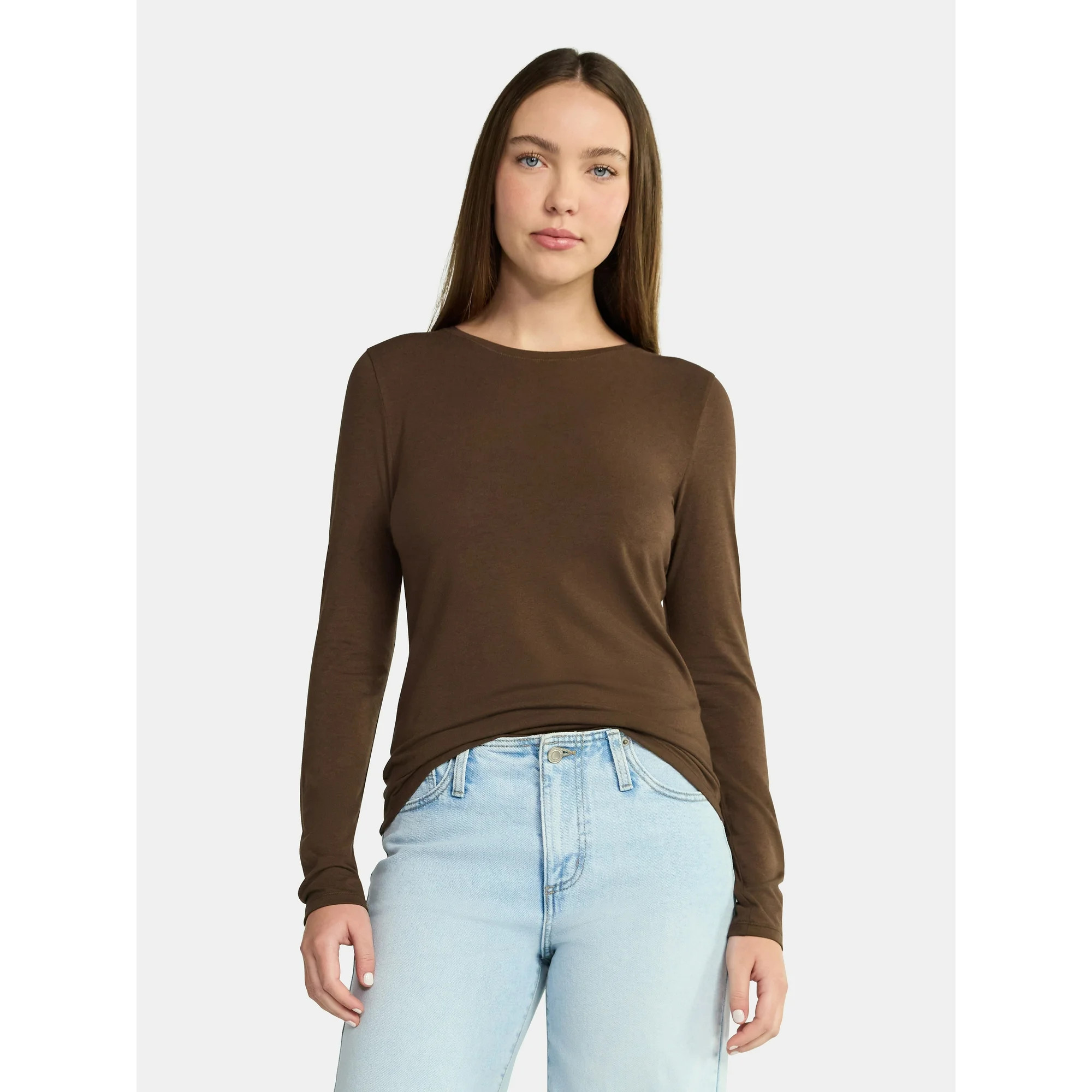 No Boundaries Long Sleeve Crewneck Tee, Women's | Walmart (US)
