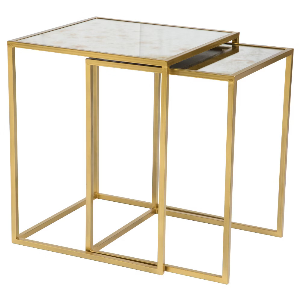 Elegantly Slim Nesting Tables - Brass - Zm Home, Gold | Target