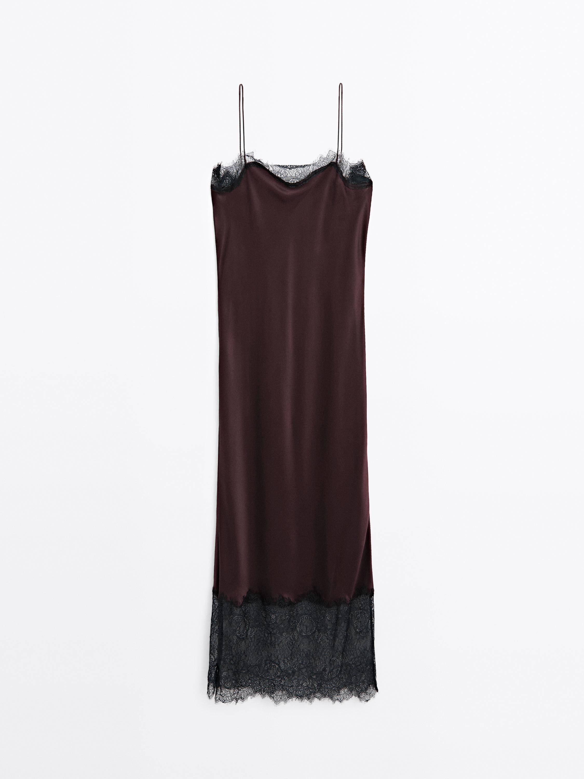 Long satin slip dress - STUDIO | Massimo Dutti UK