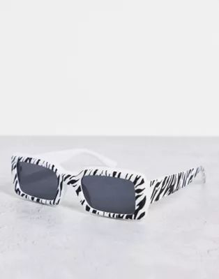 Public Desire square sunglasses in zebra print | ASOS (Global)