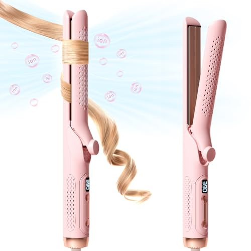 Hahahope Hair Straightener and Curler 2-in-1,360°Airflow Styler Curling Iron,20 Million Negative Ion Hair Care,LED Digital Display Multiple Temp,Auto Off,Dual Voltage | Amazon (US)
