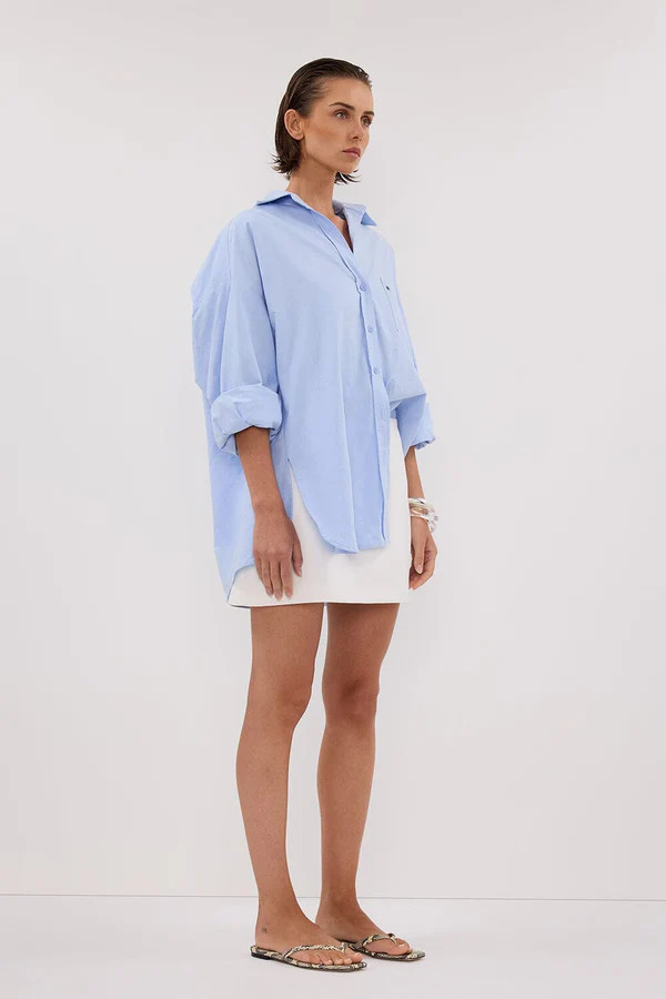 RHEA BLUE OVERSIZED COTTON SHIRT | DISSH