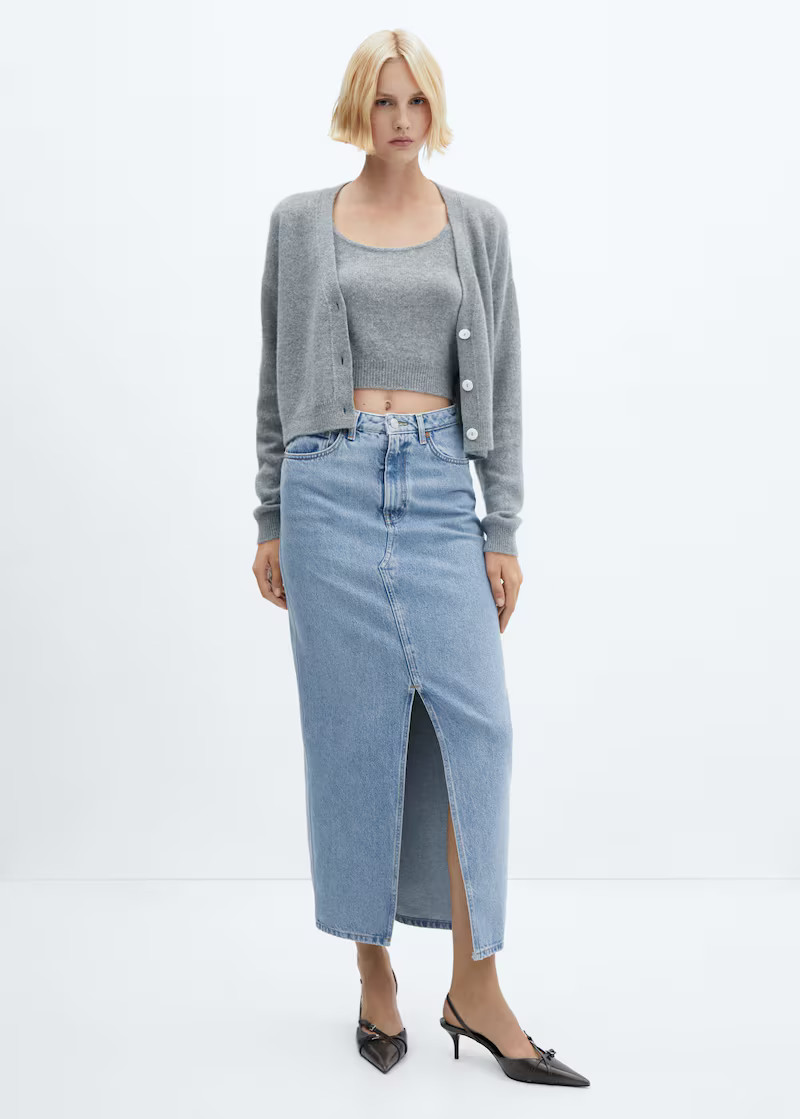 Slit denim skirt -  Women | Mango USA | MANGO (US)