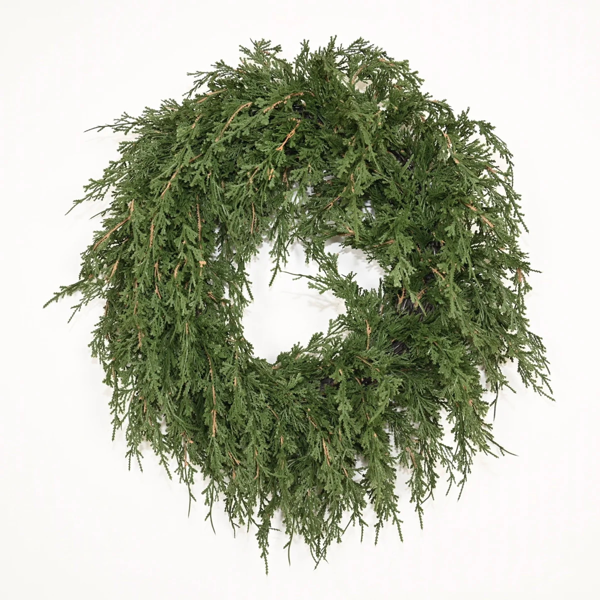 24" Artificial Real Touch Year-Round Rustic Evergreen Cypress Greenery Wreath For Front Door Wint... | Wayfair North America