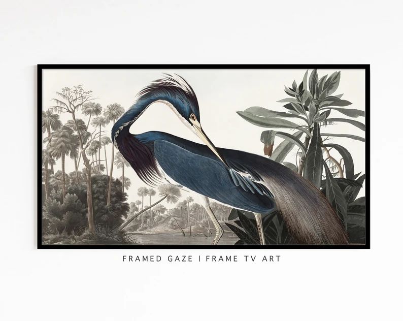 Samsung Frame TV Art | Blue Heron Vintage Painting  | Frame TV Art | Digital Download | Art for S... | Etsy (US)