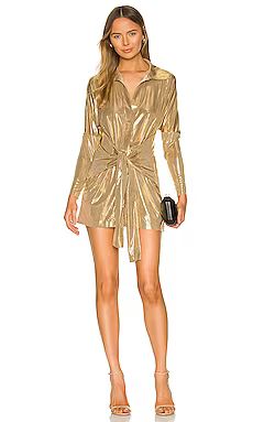 Norma Kamali TY Front NK Shirt Mini Dress in Gold from Revolve.com | Revolve Clothing (Global)