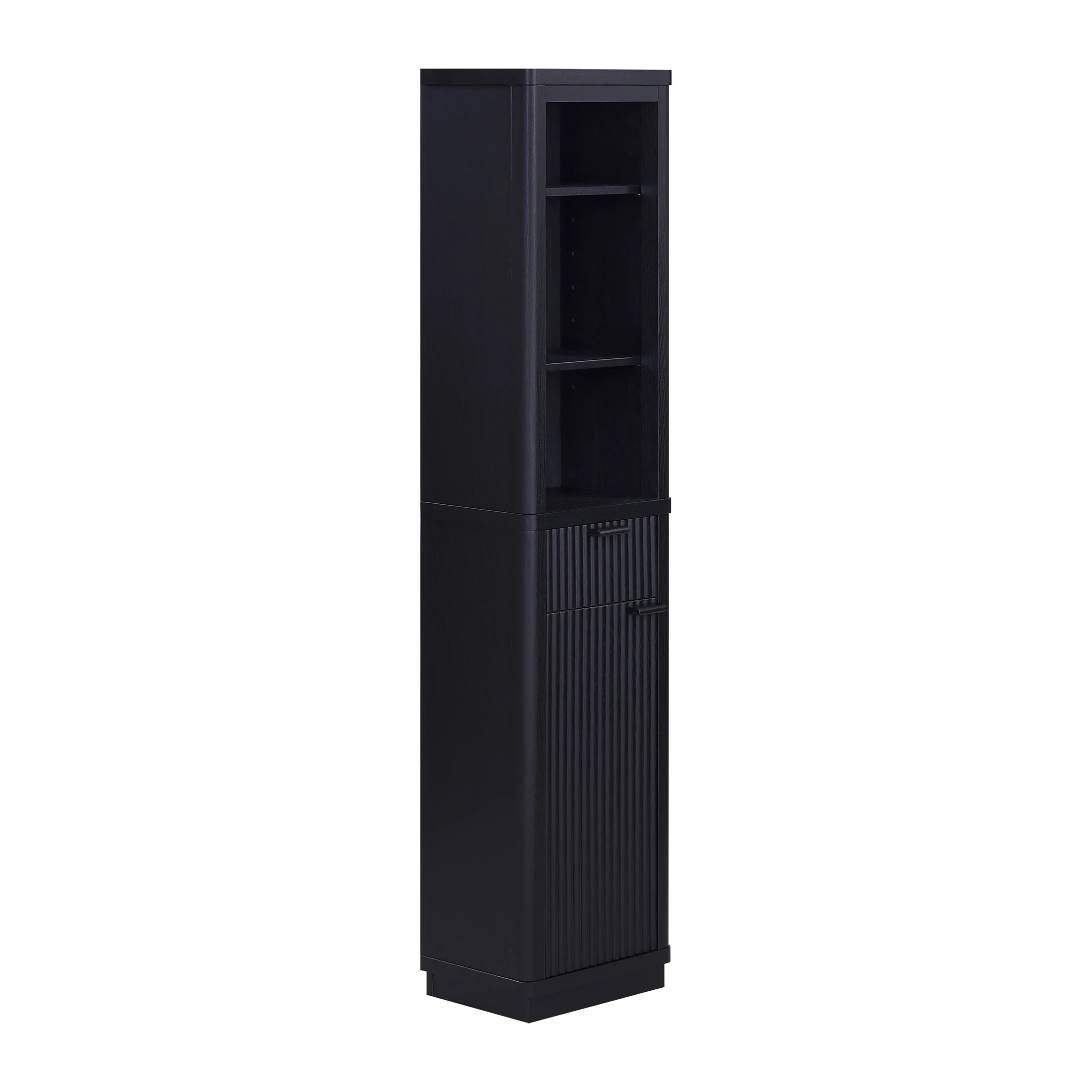 Beautiful Fluted Linen Storage Cabinet, Rich Black - Walmart.com | Walmart (US)