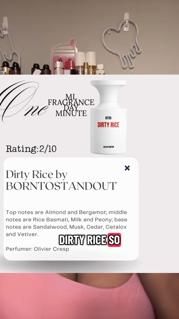 Final thoughts: it’s safe to say that I did not like this one and I would not re-purchase. It has his audience like I’ve mentioned before and it probably smells much more complex on them but starchy fragrances do not agree with my skin. 

If you wanna get samples of these fragrances I talk about check out @ScentSplit which helps me get my nose on so many different fragrances. This helps train my nose to smell and determine common notes I love. 

#fragrance #borntostandout #dirtyrice #fragrancereview #perfume #1mlseries

#LTKselfcare #LTKBeauty #LTKvlog