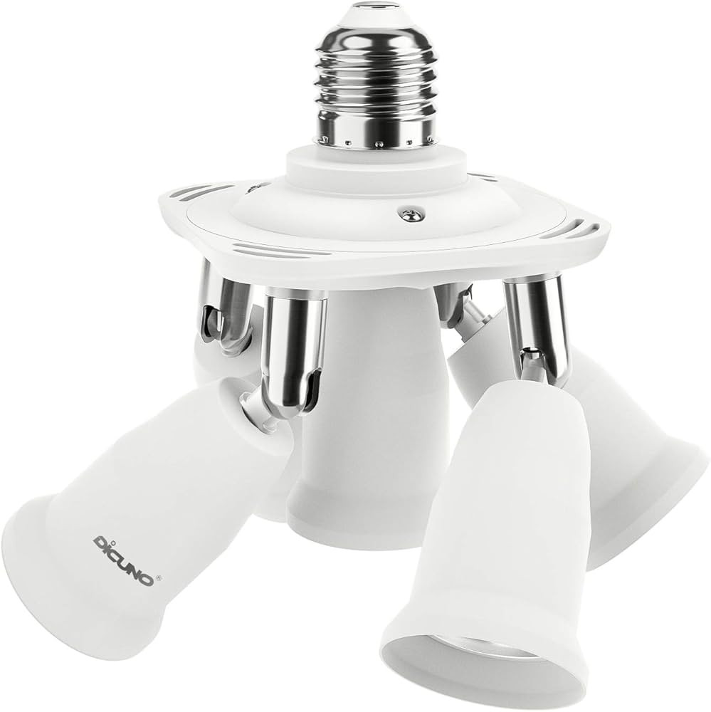 DiCUNO 5 in 1 E26 Light Socket Splitter Adapter, Standard Base LED Bulbs Converter, 360 Degrees A... | Amazon (US)