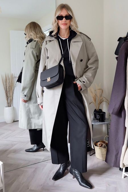 Styling a hoody - weekend outfit - smart casual tailoring - trench coat, black trousers and ankle boots.

*Get 25% off my Paul Smith hoody and a selection of items at Coggles until Nov 14th 2022 with code - CHARLOTTE 

#LTKshoecrush #LTKSeasonal #LTKsalealert